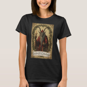 Krampus Tarotkaart ontwerp Kerstseizoen Kwaadaardi T-shirt