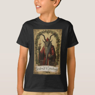 Krampus Tarotkaartontwerp Kerstseizoen Kwaadaardig T-shirt