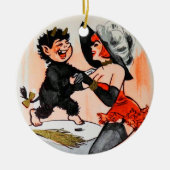 Krampus & Temptress Paar Eerste Kerstmis Keramisch Ornament (Voorkant)