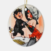 Krampus & Temptress Paar Eerste Kerstmis Keramisch Ornament (Links)