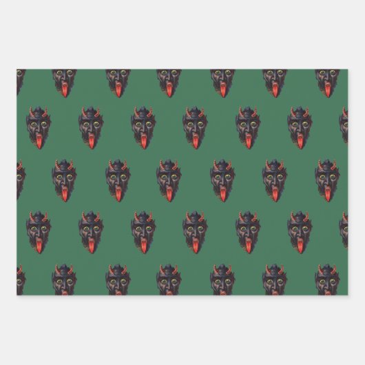 Krampus Thed Wrapping Paper Flat Sheet Set van 3 (Voorkant 3)