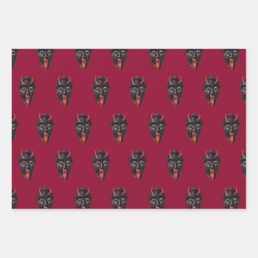 Krampus Thed Wrapping Paper Flat Sheet Set van 3 (Voorkant 2)