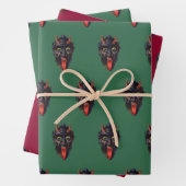 Krampus Thed Wrapping Paper Flat Sheet Set van 3 (In situ)