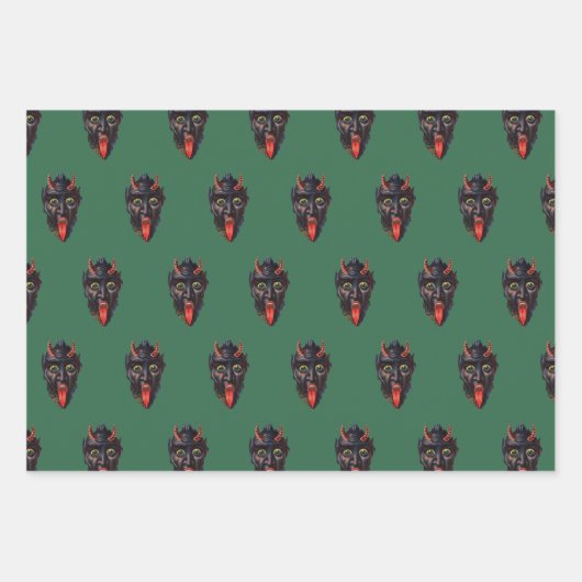 Krampus Thed Wrapping Paper Flat Sheet Set van 3 (Voorkant)