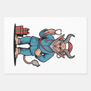 Krampus Verpleegster Kerstmis Evil Xmas  Inpakpapier Vel