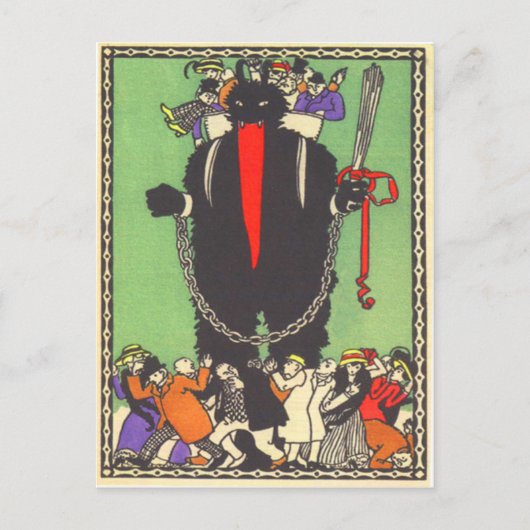 Krampus verzamelt de slechte mensen briefkaart (Voorkant)