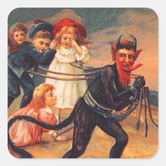 Krampus Vintage Kerst Stickers (Voorkant)