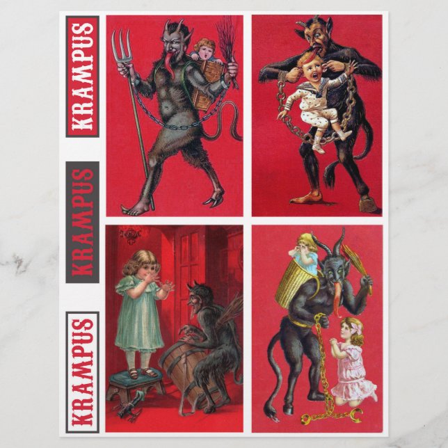 Krampus Vintage Victoriaanse Prentbriefkaarten (Voorkant)