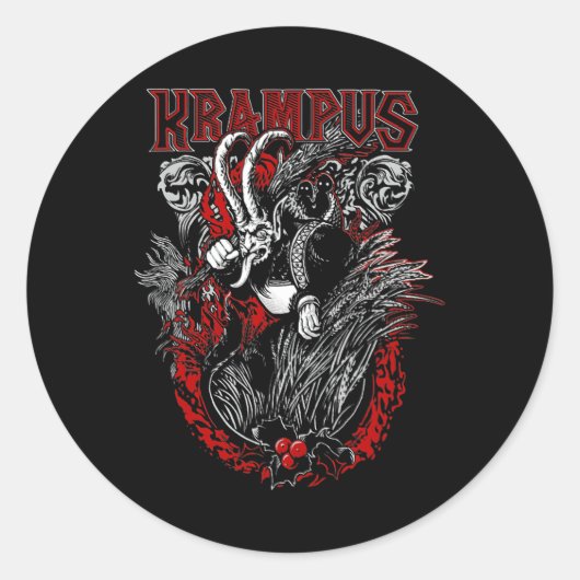 Krampus Vrolijk Kerstfeest Kerstmis Horror XM Ronde Sticker (Voorkant)