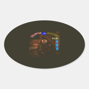 Krampus wacht op u December Krampusnacht Ovale Sticker