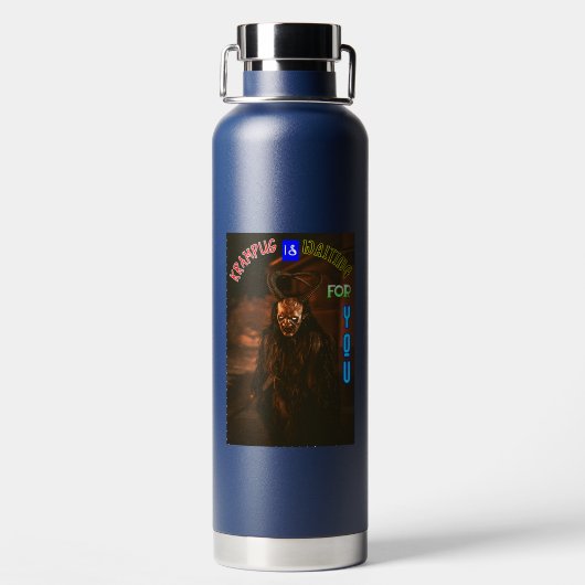 Krampus wacht op u December Krampusnacht Waterfles (Achterkant)