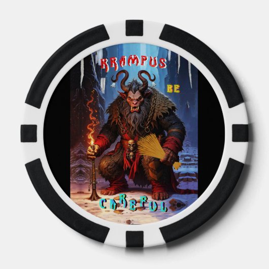 Krampus Wees voorzichtig Poker Chips (Voorkant)