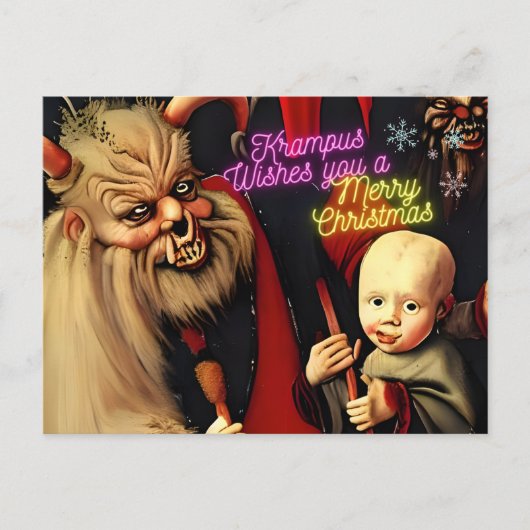 Krampus wenst je een prettige kerst briefkaart (Voorkant)