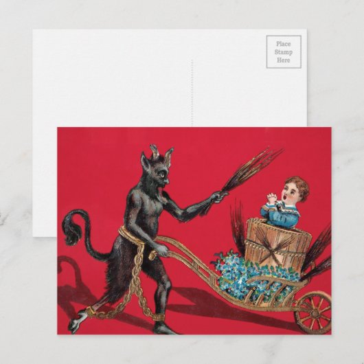 Krampus Wheelbarrow Briefkaart (Voorkant / Achterkant)