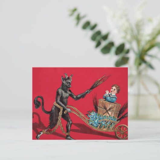  Krampus Wheelbarrow Briefkaart (Staand voorkant)