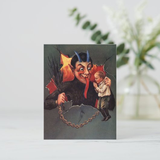 Krampus with Boy Briefkaart (Staand voorkant)