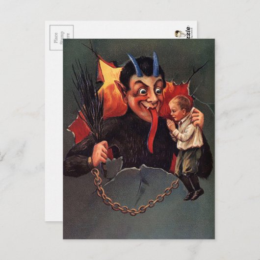 Krampus with Boy Briefkaart (Voorkant / Achterkant)