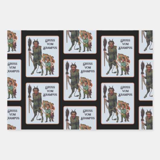 Krampus Wrapping Paper Flat Sheet Set 3 (Voorkant)