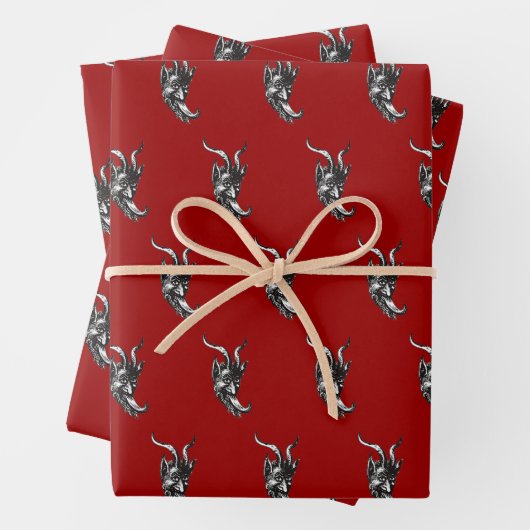 Krampus Wrapping Paper Flat Sheet Set 3 (In situ)