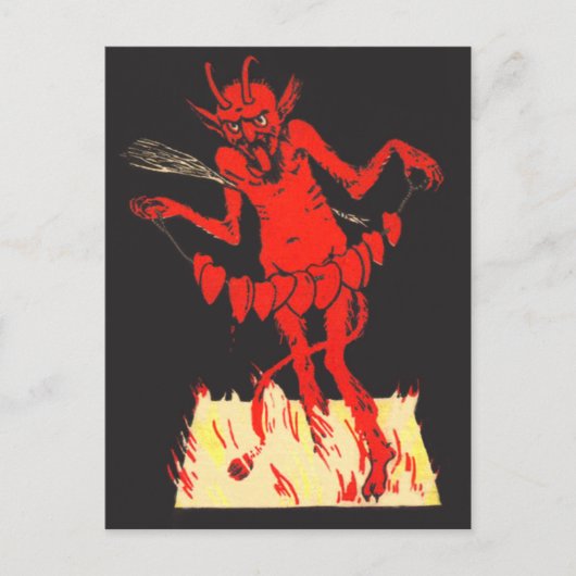 Krampus zet harten op een snaar briefkaart (Voorkant)