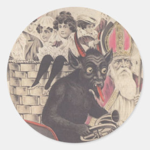 Krampus & zijn motor ronde sticker