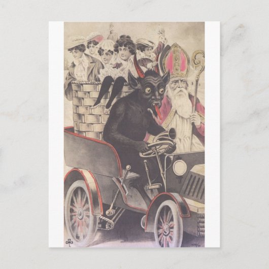 Krampus & Zijne Motorfiets Briefkaart (Voorkant)