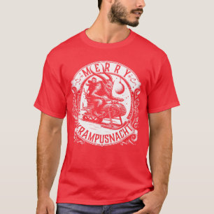Krampusnacht Krampus op een snowmobile grappig T-shirt