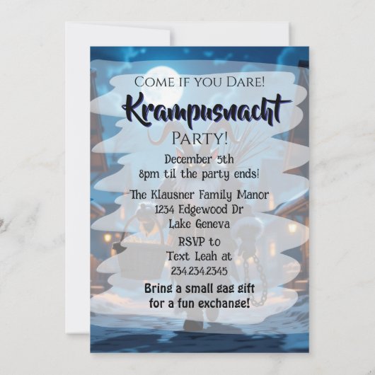 Krampusnacht Party | Come if you Dare Kaart (Achterkant)