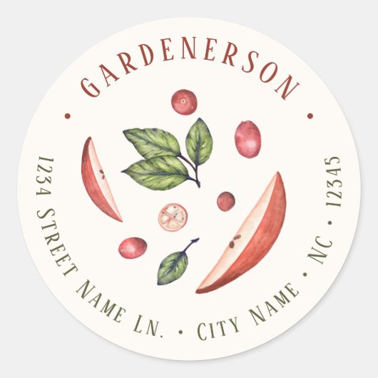 Kranbessen en appels Klassieke ronde sticker (Voorkant)