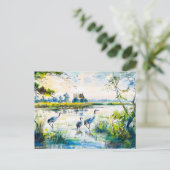 Kranen bij de River Havelland Waterverf Style Briefkaart (Staand voorkant)