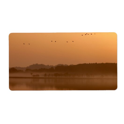 Kranen bij zonsopgang etiket (Voorkant)