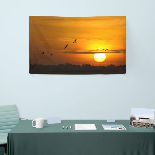 Kranen bij zonsopgang spandoek (Beurs)