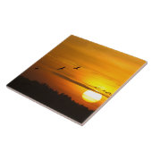 Kranen bij zonsopgang tegeltje (Zijkant)