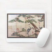 Kranen, dennen en bamboe van Ogata Korin Muismat (Met muis)