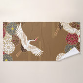 Kranen en chrysanten Traditionele Japanse pat Badhanddoek (Badhanddoek)