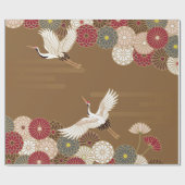 Kranen en chrysanten Traditionele Japanse pat Cadeaupapier (Vlak)