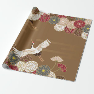 Kranen en chrysanten Traditionele Japanse pat Cadeaupapier