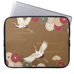 Kranen en chrysanten Traditionele Japanse pat Laptop Sleeve