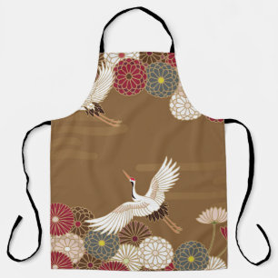 Kranen en chrysanten Traditionele Japanse pat Schort