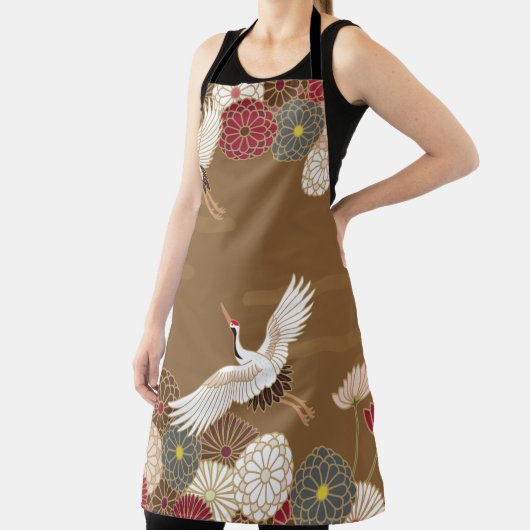 Kranen en chrysanten Traditionele Japanse pat Schort (Insitu)