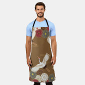 Kranen en chrysanten Traditionele Japanse pat Schort (Gedragen)