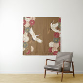 Kranen en chrysanten Traditionele Japanse pat Wandkleed (In Situ (horizontaal))