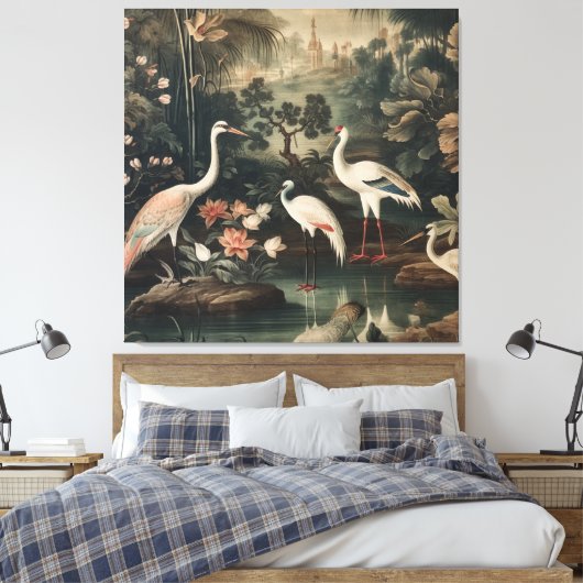  kranen en paleizen in de tropen canvas afdruk (Insitu (Slaapkamer))