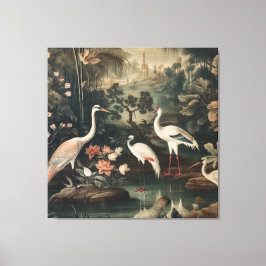 kranen en paleizen in de tropen canvas afdruk