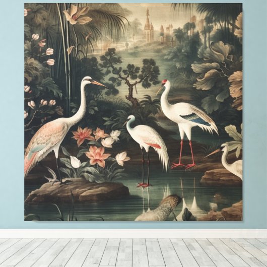  kranen en paleizen in de tropen canvas afdruk (Insitu (Houten vloer))