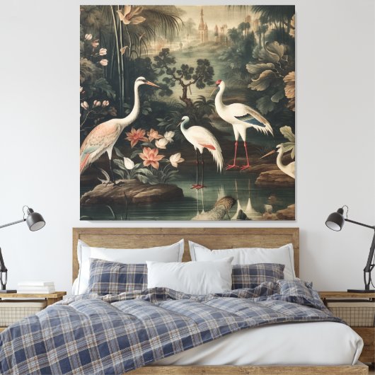  kranen en paleizen in de tropen canvas afdruk (Insitu (Slaapkamer))