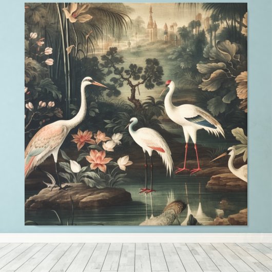  kranen en paleizen in de tropen canvas afdruk (Insitu (Houten vloer))