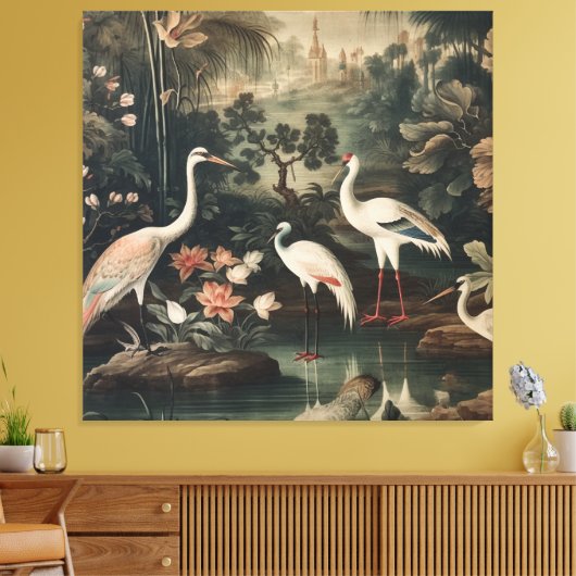  kranen en paleizen in de tropen canvas afdruk (Insitu (Woonkamer))