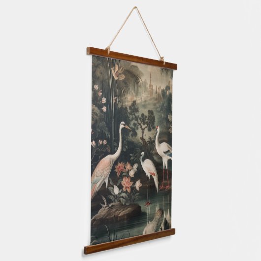  kranen en paleizen in de tropen hangend wandkleed (Gebogen)