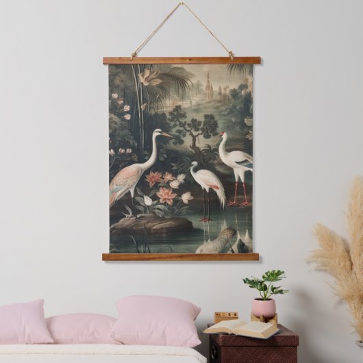  kranen en paleizen in de tropen hangend wandkleed (Slaapkamer)